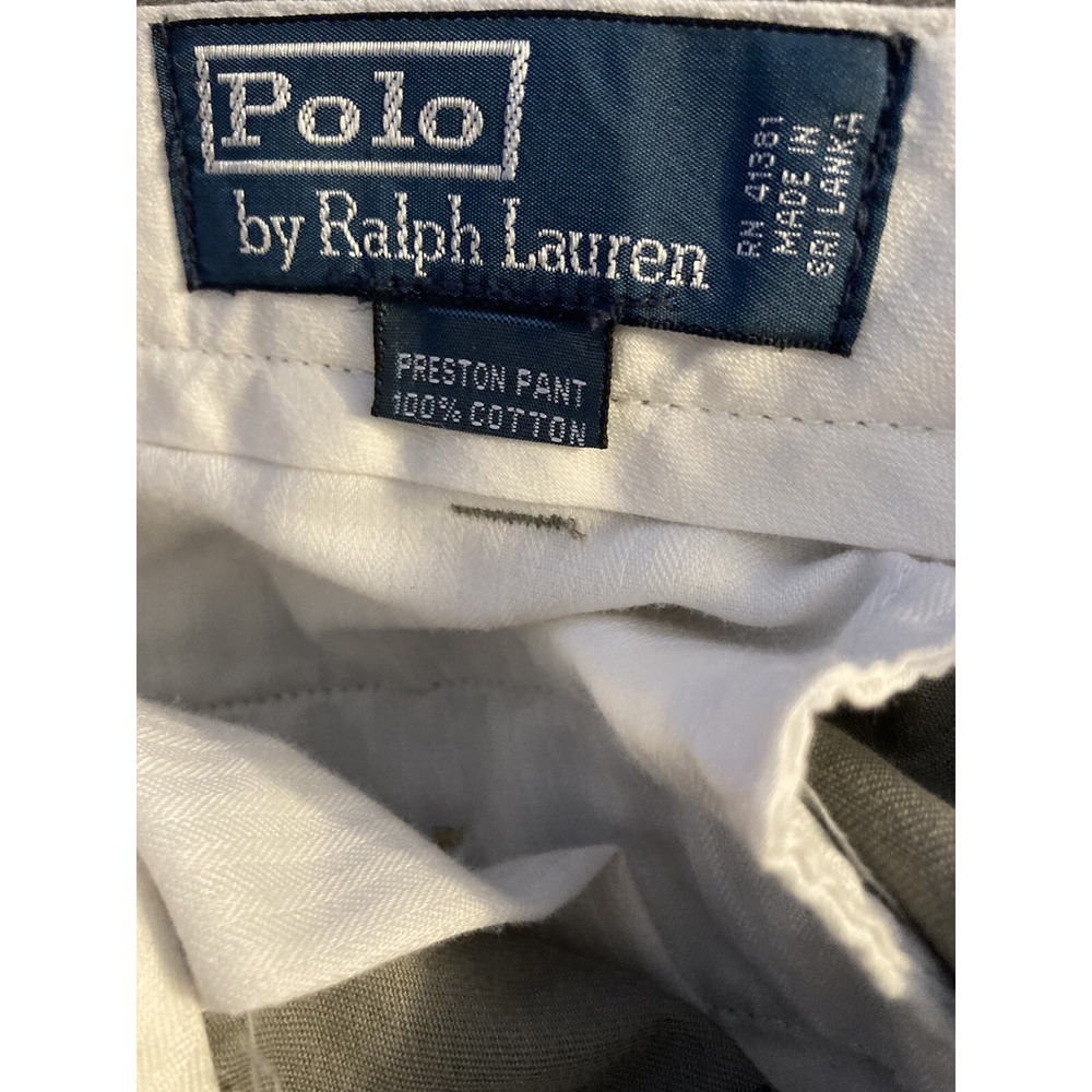 Polo Ralph Lauren Pants Men's 38x32 Gray Chino The Preston Flat Front Vtg #1827 - Picture 10 of 12